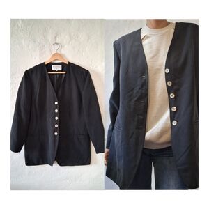 90s Black Silk Women's Blazer
